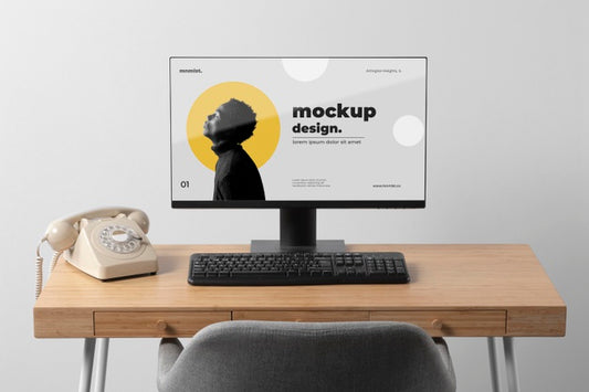 Free Minimal Desktop Workspace Mock-Up Design Psd