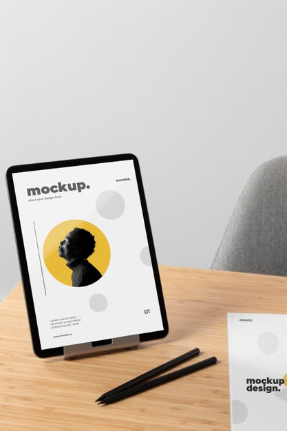 Free Minimal Desktop Workspace Mock-Up Design Psd