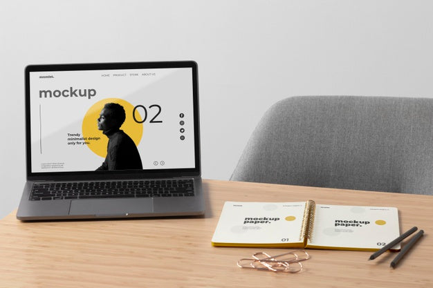 Free Minimal Desktop Workspace Mock-Up Design Psd