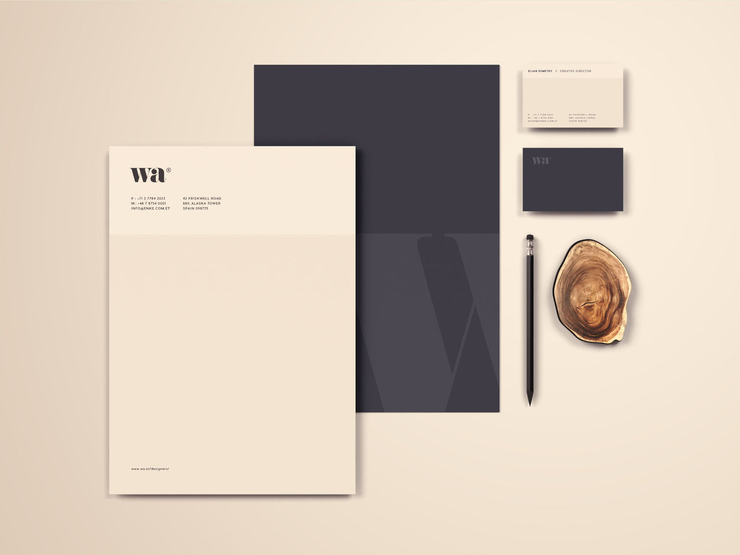 Free Minimal Overhead Stationery Mockup