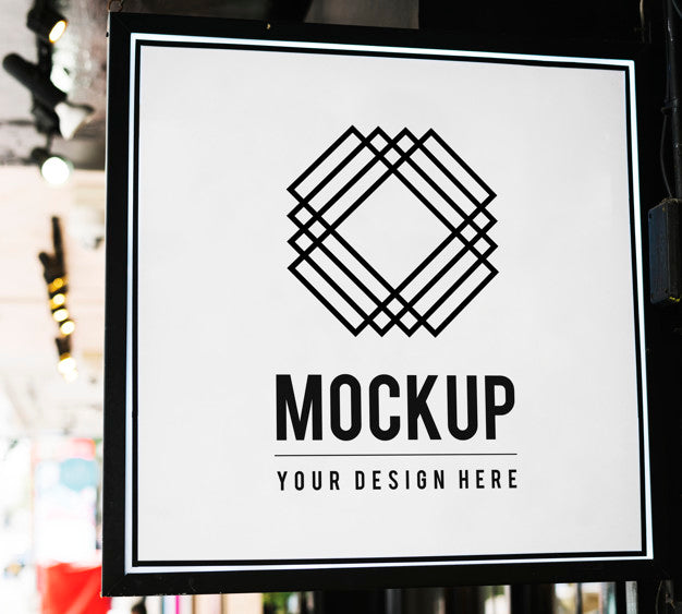 Free Minimal Shop Sign Mockup With Geometric Design Psd