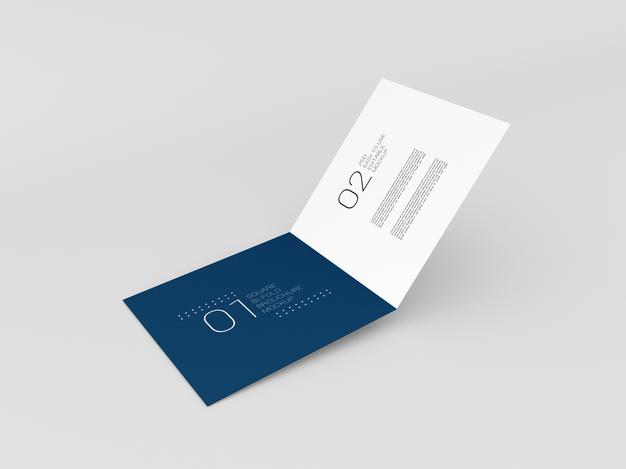 Free Minimal Square Bi-Fold Brochure Mockup Psd