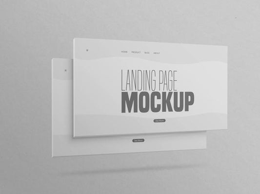 Free Minimal Two Clean Landing Page Website Mockup Psd