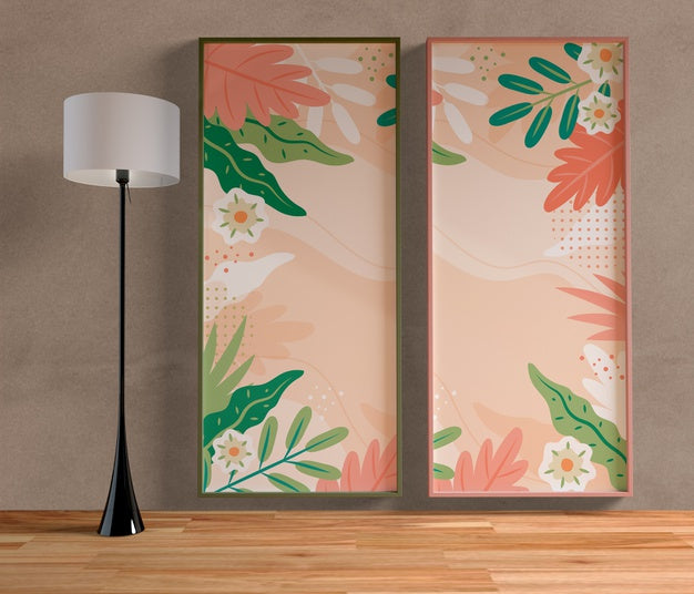 Free Minimalist Colorful Painting Frame Hanging On The Wall Psd