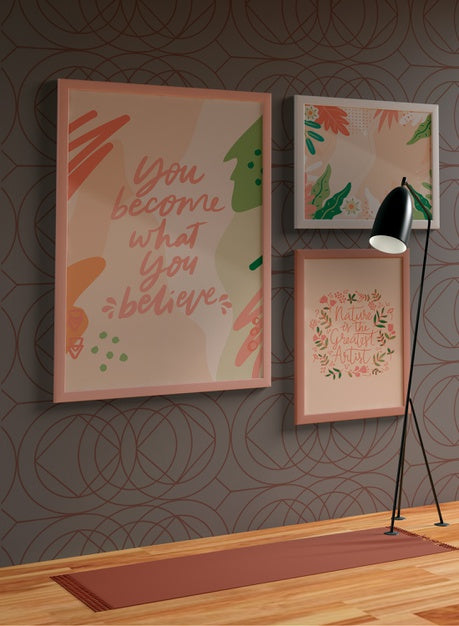 Free Minimalist Frames Mock-Up Hanging On The Wall Psd