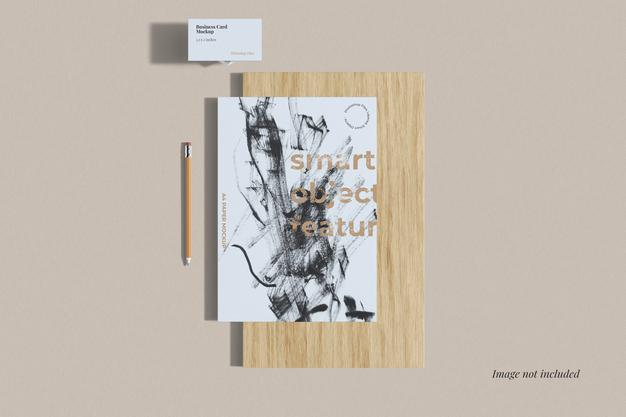 Free Minimalist Stationery Branding Mockup Top View Psd