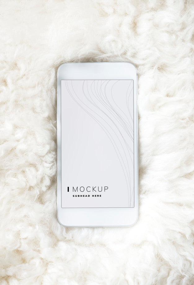 Free Mobile Phone Screen Mockup On Fur Surface Psd