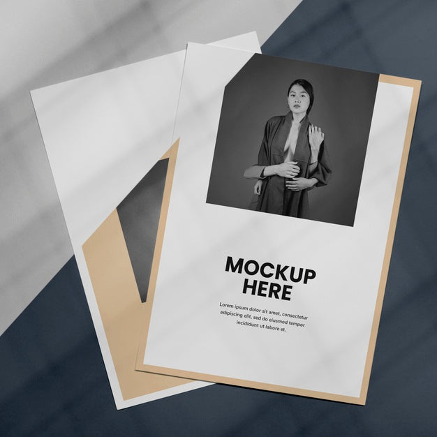 Free Mock Up Brochure Shadow Overlay Psd