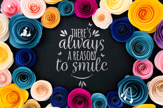 Free Mock-Up Colorful Floral Frame With Message Psd