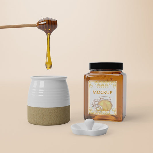 Free Mock-Up Delicious Honey Product Psd