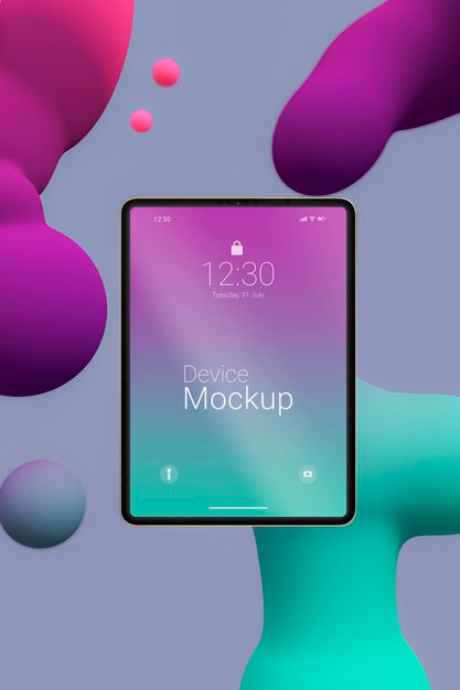 Free Mock-Up Device With Abstract Liquids Psd