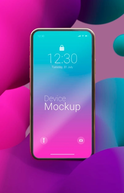 Free Mock-Up Device With Abstract Liquids Psd