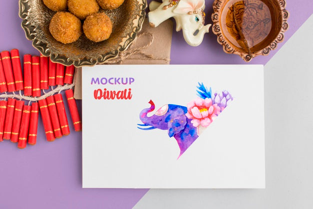 Free Mock-Up Diwali Hindu Festival Copy Space Psd