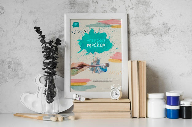 Free Mock Up Frame Beside Books Psd