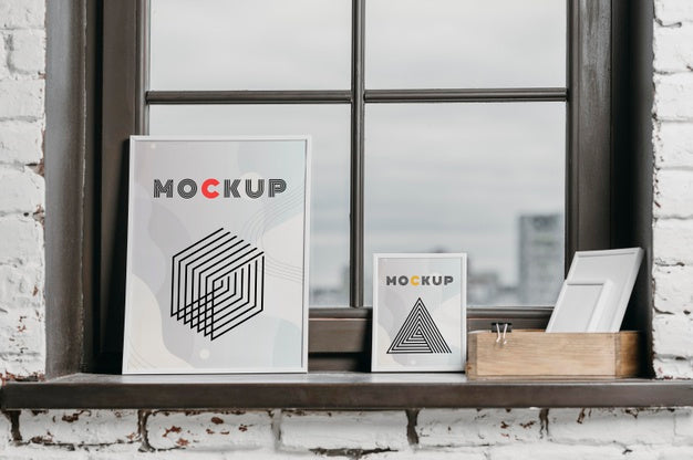 Free Mock Up Frame Next To Window Psd