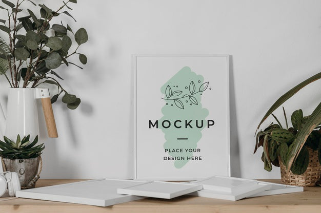 Free Mock Up Frame On Desk Psd