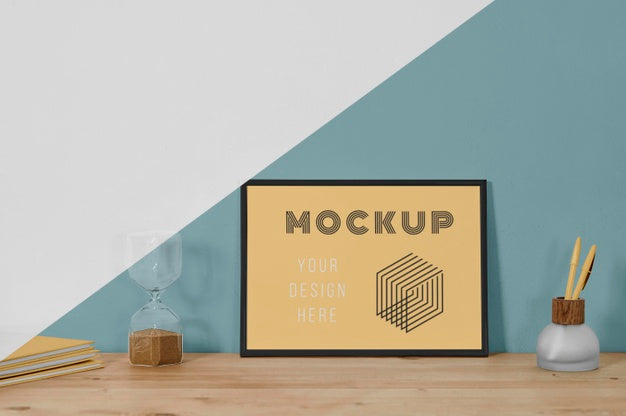 Free Mock Up Frame On Desk Psd