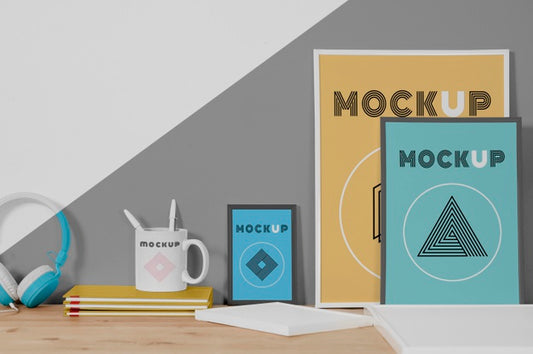 Free Mock Up Frame On Desk Psd