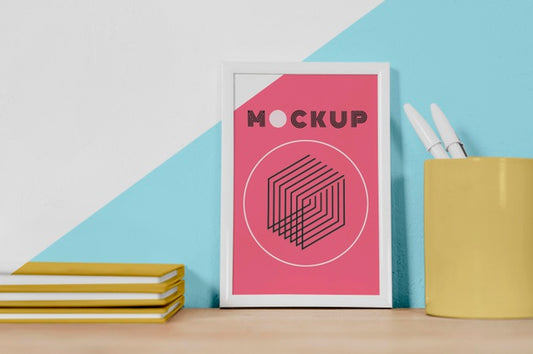 Free Mock Up Frame On Desk Psd