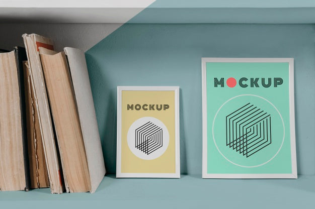 Free Mock Up Frame On Shelf Psd