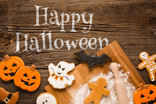 Free Mock-Up Happy Halloween Specific Treats Psd