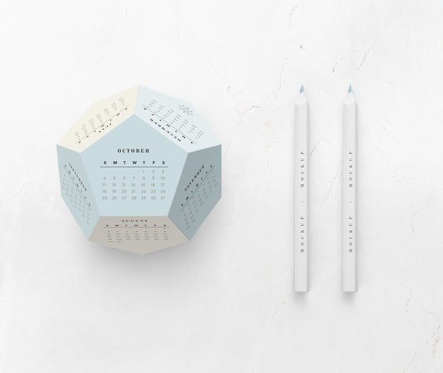 Free Mock-Up Hexagonal Calendar Concept Psd