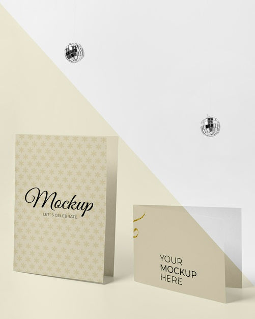 Free Mock-Up Invitation With Disco Balls Psd