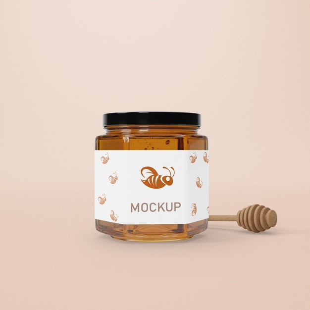 Free Mock-Up Jar With Honey Psd