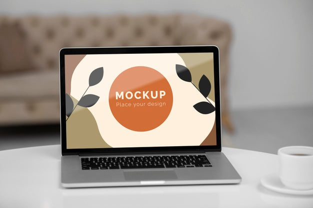 Free Mock Up Laptop In Bedroom Psd