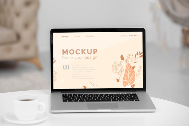 Free Mock Up Laptop In Bedroom Psd