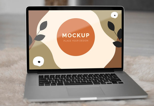 Free Mock Up Laptop In Bedroom Psd