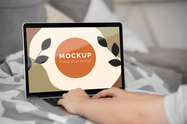 Free Mock Up Laptop In Bedroom Psd