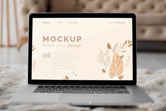 Free Mock Up Laptop In Bedroom Psd