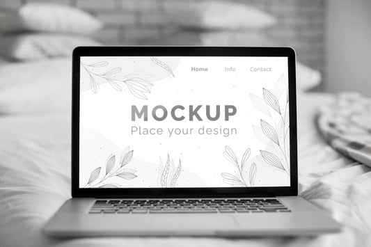 Free Mock Up Laptop In Bedroom Psd