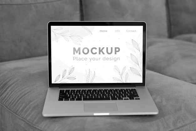 Free Mock Up Laptop In Bedroom Psd