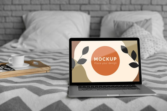 Free Mock Up Laptop On Bed Psd