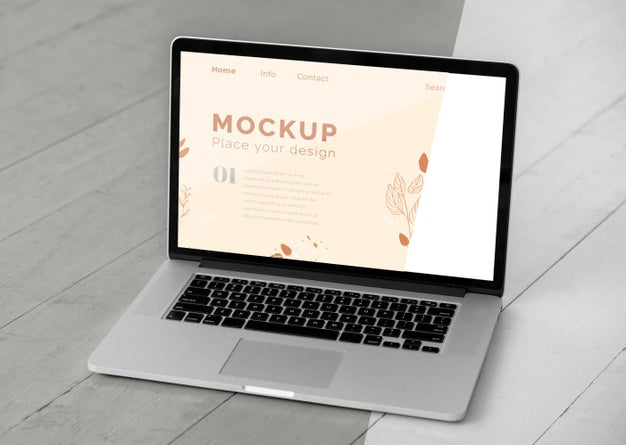 Free Mock Up Laptop On Bedroom Psd