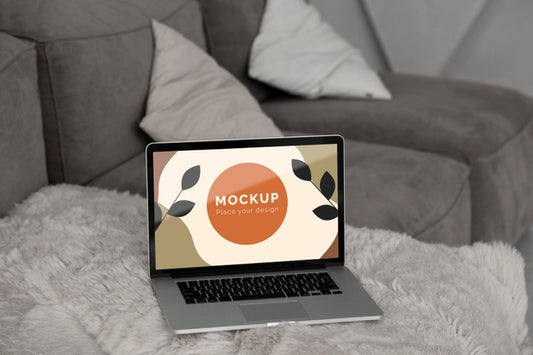 Free Mock Up Laptop On Bedroom Psd