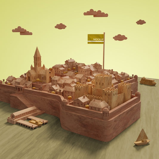 Free Mock-Up Miniature Model Of Cities Psd