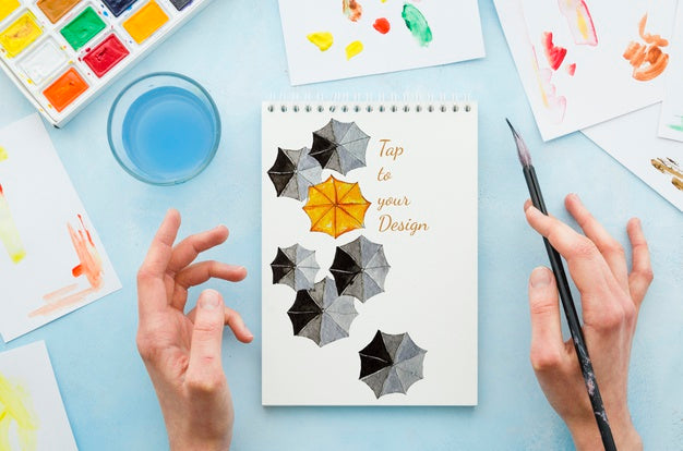 Free Mock-Up Notebook With Realistic Draw Psd