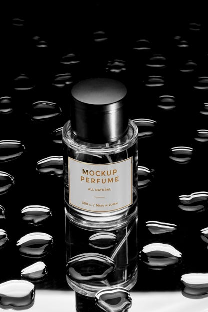 Free Mock-Up Of Glass Bottle Of Perfume With Clear Water Psd