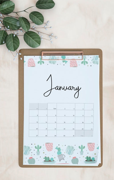 Free Mock Up Of Hand Drawn Calendar Psd