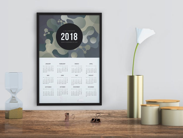 Free Mock Up Of Hand Drawn Calendar Psd