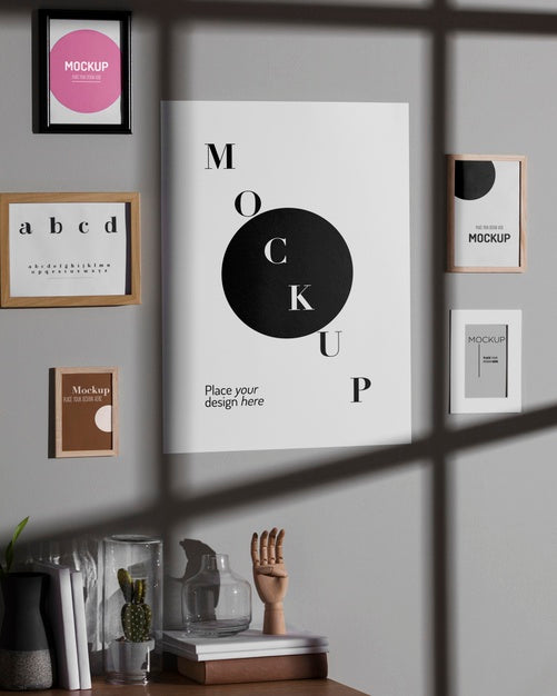 Free Mock-Up Seen Through Window Shadows Psd