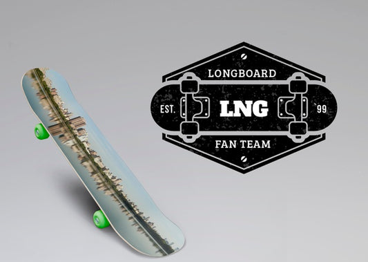 Free Mock-Up Skateboard Next To Logo Psd