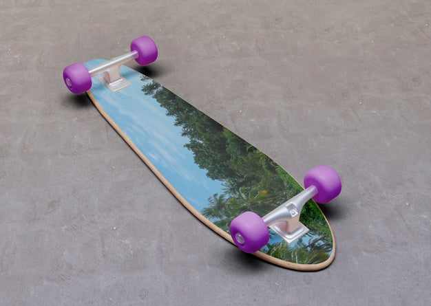 Free Mock-Up Skateboard Upside Down Psd