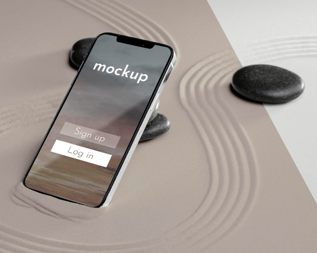 Free Mock-Up Smartphone In Sand Composition Psd