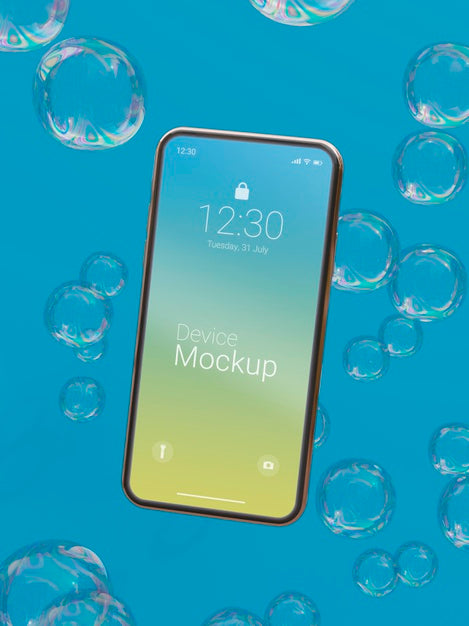 Free Mock-Up Smartphone With Abstract Liquids Psd