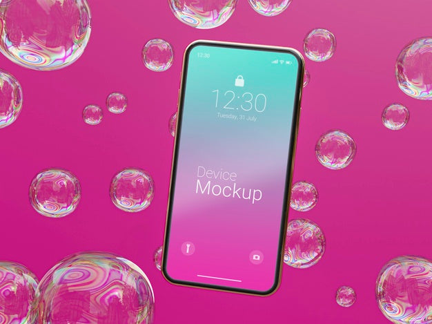 Free Mock-Up Smartphone With Abstract Liquids Psd