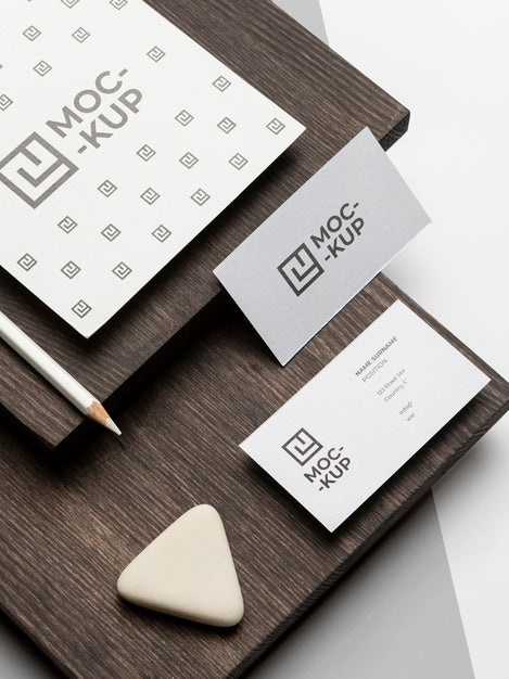 Free Mock-Up Stationery On Wood Composition Psd